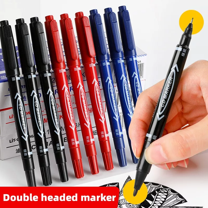 영구 더블 헤드 마킹 펜, 방수 잉크, 파인 스팟, 블랙, 블루, 레드 잉크, 0.5mm, 1.0mm 라운드 헤드 파인 컬러 마킹 펜, 1-3 개 title=영구 더블 헤드 마킹 펜, 방수 잉크, 파인 스팟, 블랙, 블루, 레드 잉크, 0.5mm, 1.0mm 라운드 헤드 파인 컬러 마킹 펜, 1-3 개 