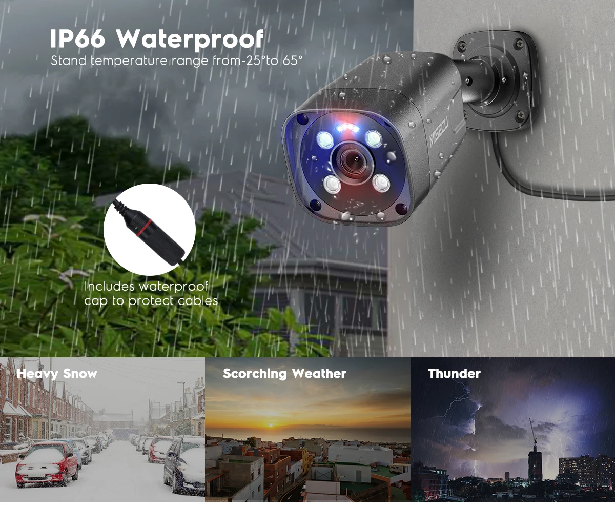 MISECU UHD POE IP 카메라, 4K 보안 카메라, Ai 인간 감지, 컬러 야간, 양방향 오디오, 야외 비디오 감시, Onvif XMeye, 8MP