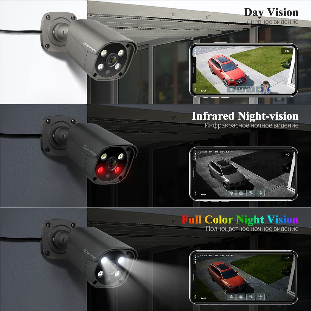 Techage CCTV 양방향 오디오 보안 카메라 시스템, 8CH 5MP HD POE NVR 키트, AI 얼굴 감지, 야외 비디오 감시 IP 카메라 세트
