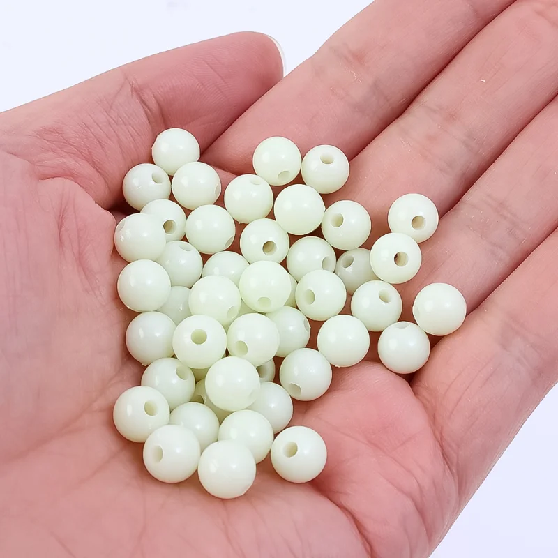 야광 구슬 라운드 플로트 볼, 3mm-8mm, 100 개/몫, 빛 발광, 야외 낚시 액세서리 세트