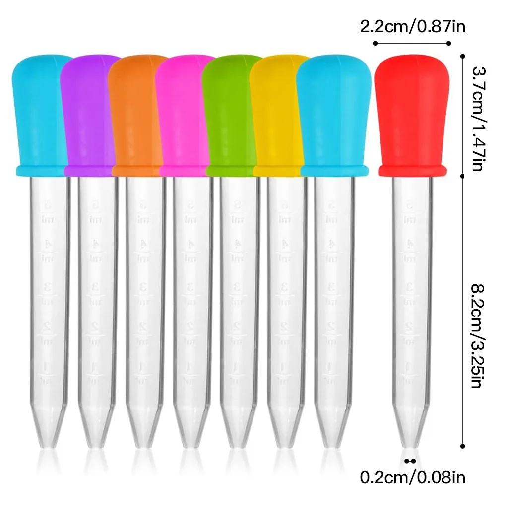 1/6/8/10pcs 5ML 실리콘 플라스틱 피펫 Dropper 먹이 약 액체 눈 귀 피펫 Dropper 학교 실험실 용품