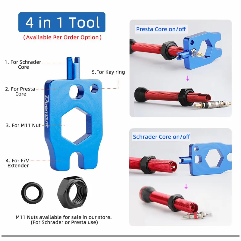 Deemount CNC 가공 양극산화 니플, 슈레이더 A V 밸브, MTB 로드 바이크용 튜브리스 림, 40mm, 60mm, 2 개