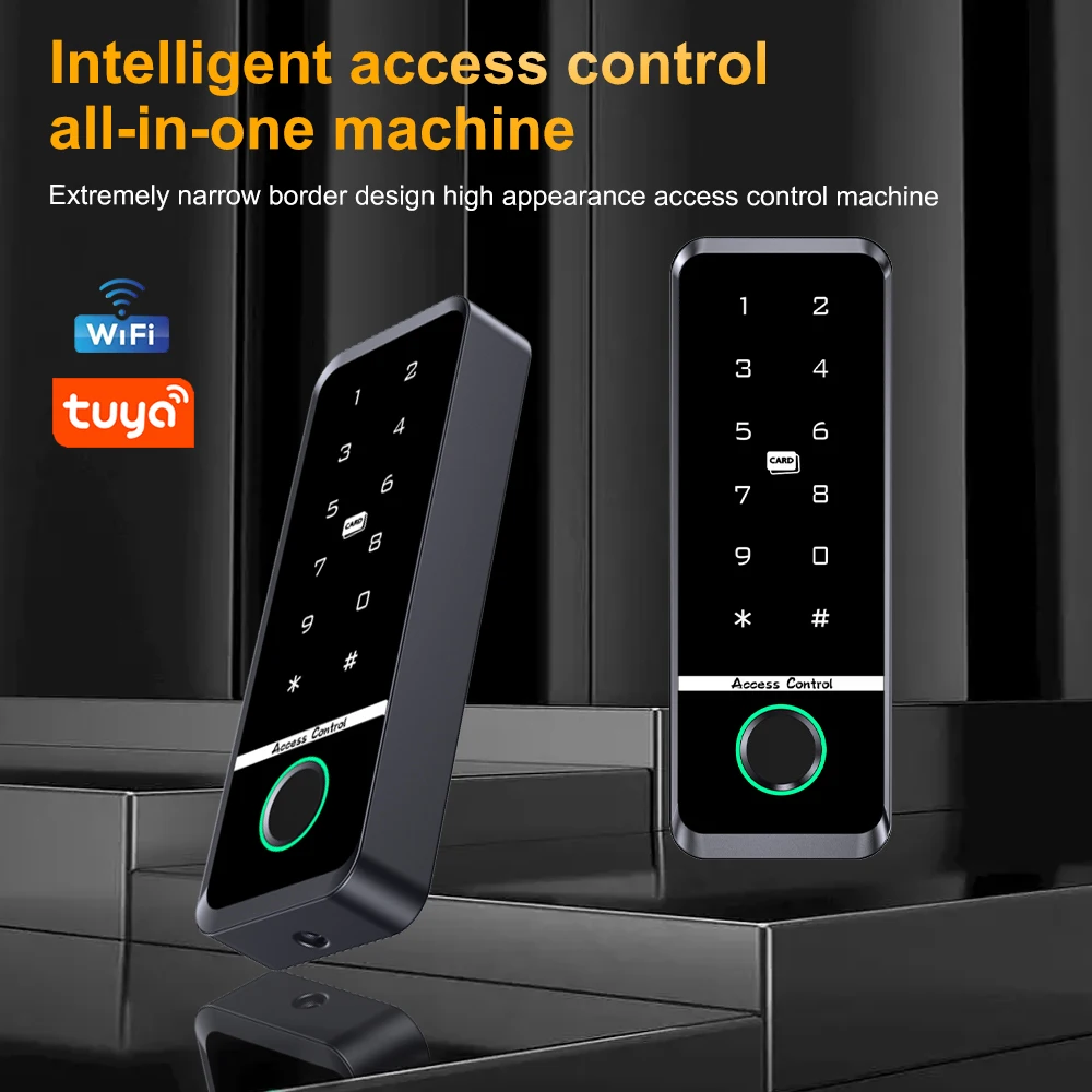 와이파이 TUYA 앱 생체 인식 지문 액세스 컨트롤러 키패드, IP66 방수 RFID IC 카드, 독립형 문짝 액세스 제어 시스템