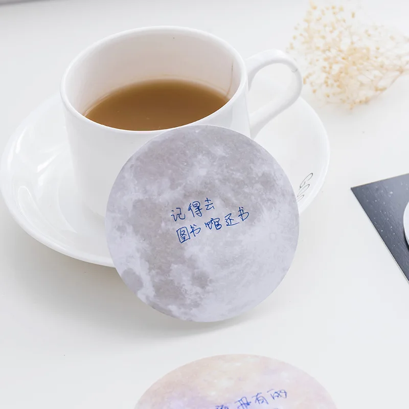 Starry Planet 시리즈 원형 메모 패드, 스티커 노트 노트북, 사무실 노트 문구, 1X