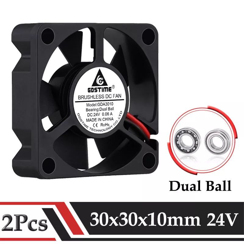 Gdstime DC 24V 팬 30MM x 10MM 듀얼 볼 베어링 브러시리스 자동차 램프 냉각 팬 30mm 마이크로 팬 3010 오디오 냉각 팬, 2 개 title=Gdstime DC 24V 팬 30MM x 10MM 듀얼 볼 베어링 브러시리스 자동차 램프 냉각 팬 30mm 마이크로 팬 3010 오디오 냉각 팬, 2 개 