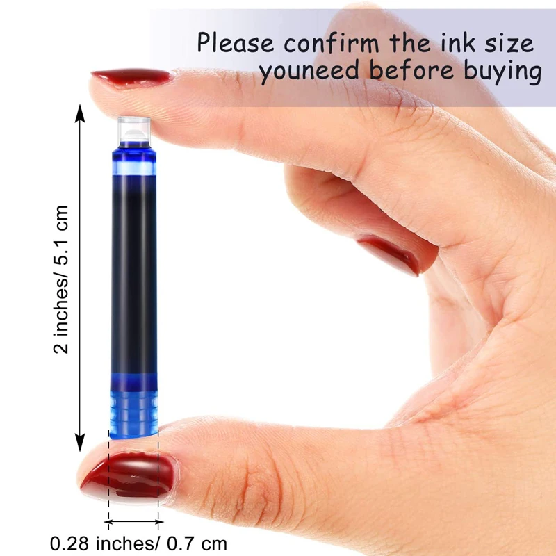 만년필 잉크 카트리지, 블랙 블루 레드 컬러 세트, 50 개 리필 잉크 카트리지, 3.4mm 보어 직경, 고품질, 50 개