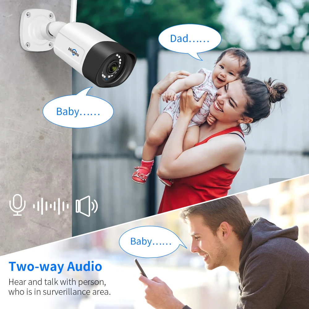 Hiseeu 와이파이 감시 카메라 시스템, 컬러 나이트 비전, P2P 무선 거리 보안 CCTV 카메라 키트, 10CH NVR 비디오 세트, 5MP
