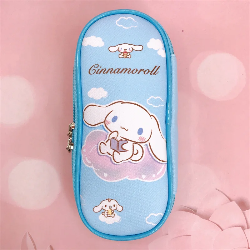 Sanrio Kuromi PU 연필 가방 헬로 키티 시나모롤 Pochacco 지퍼 귀여운 문구 상자, 학교 학생용 펜 케이스 카드 홀더