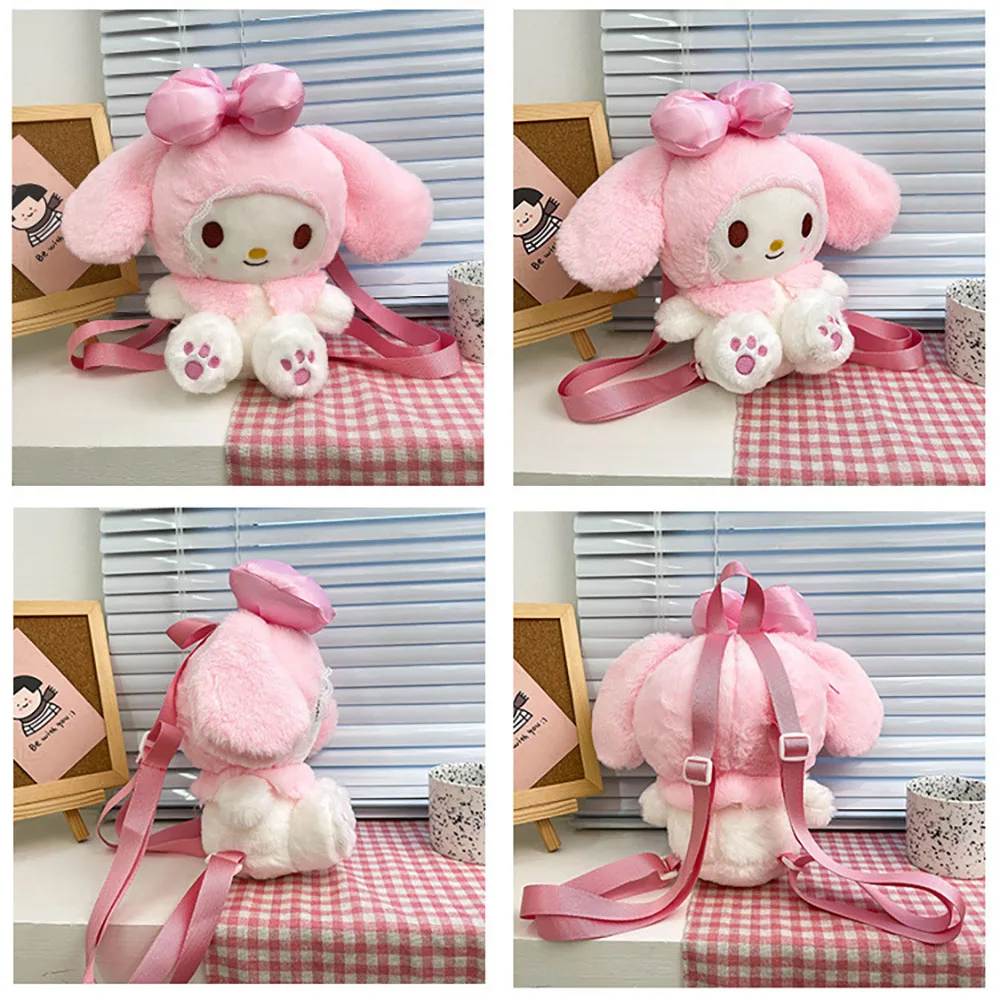 귀여운 산리오 마이 멜로디 봉제 백팩, 동물 인형 장난감, 봉제 인형 가방, 애니메이션 만화 숄더 백팩 가방, 소녀 선물