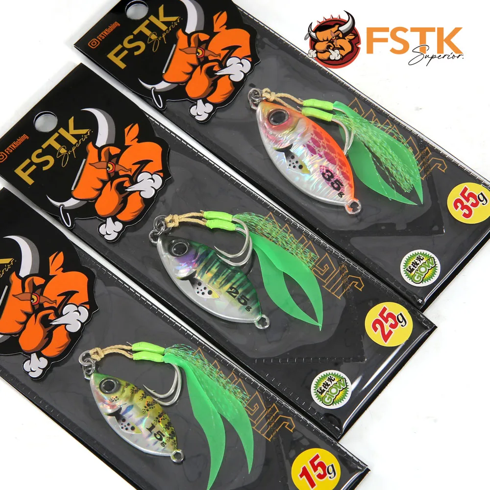 FSTK 2023 메탈 지그 낚시 루어 슬로우 피치 지그 리프 15 25 35 60g 해안 캐스트 지깅 스푼 농어 송어 바다 낚시 루어, 신제품