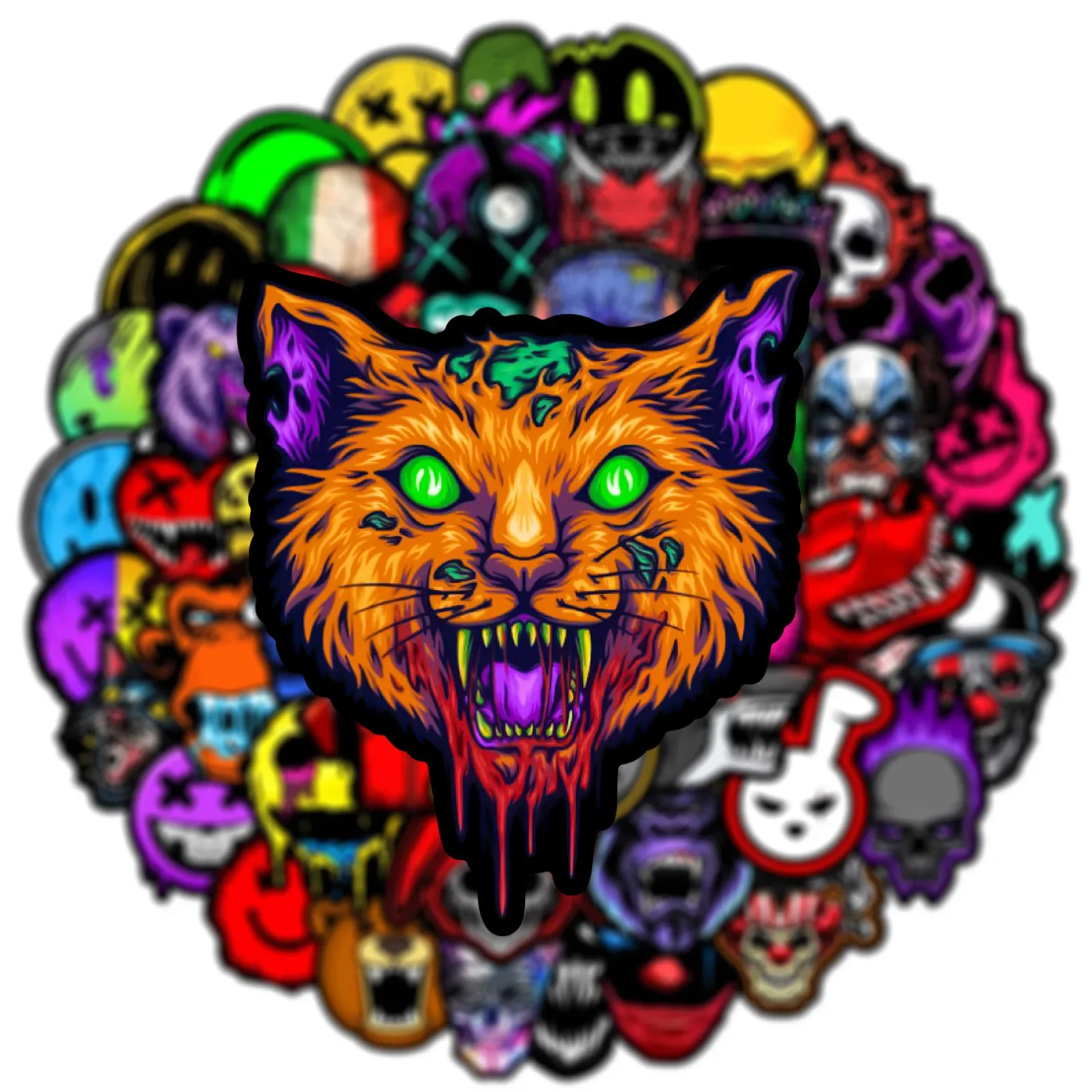 팝 공포 찡그림 스티커 멋진 해골 데칼, 노트북 수하물 오토바이 헬멧 스케이트보드 그래피티 스티커 장난감, 50 개