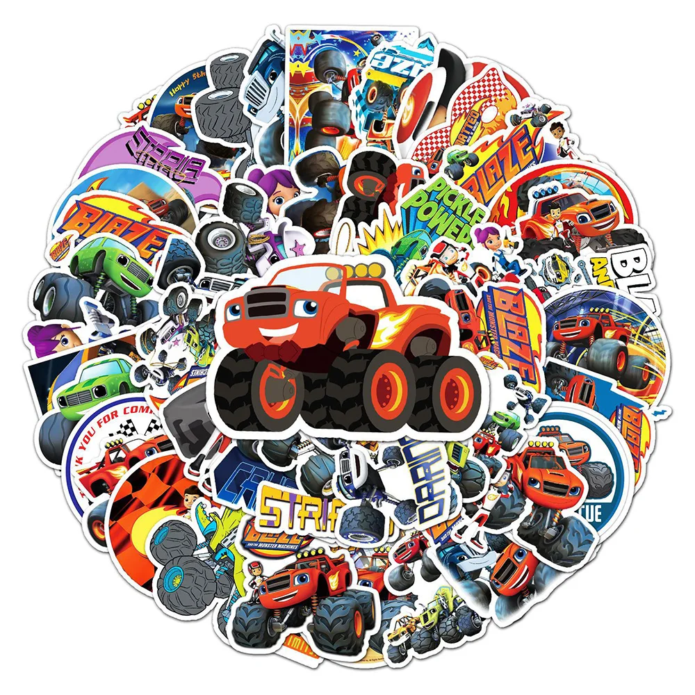 Blaze and the Monster Machines 만화 스티커, DIY 휴대폰 노트북 수하물 스케이트보드 그래피티 데칼, 어린이용 재미있는 데칼, 10 개, 30 개, 50 개