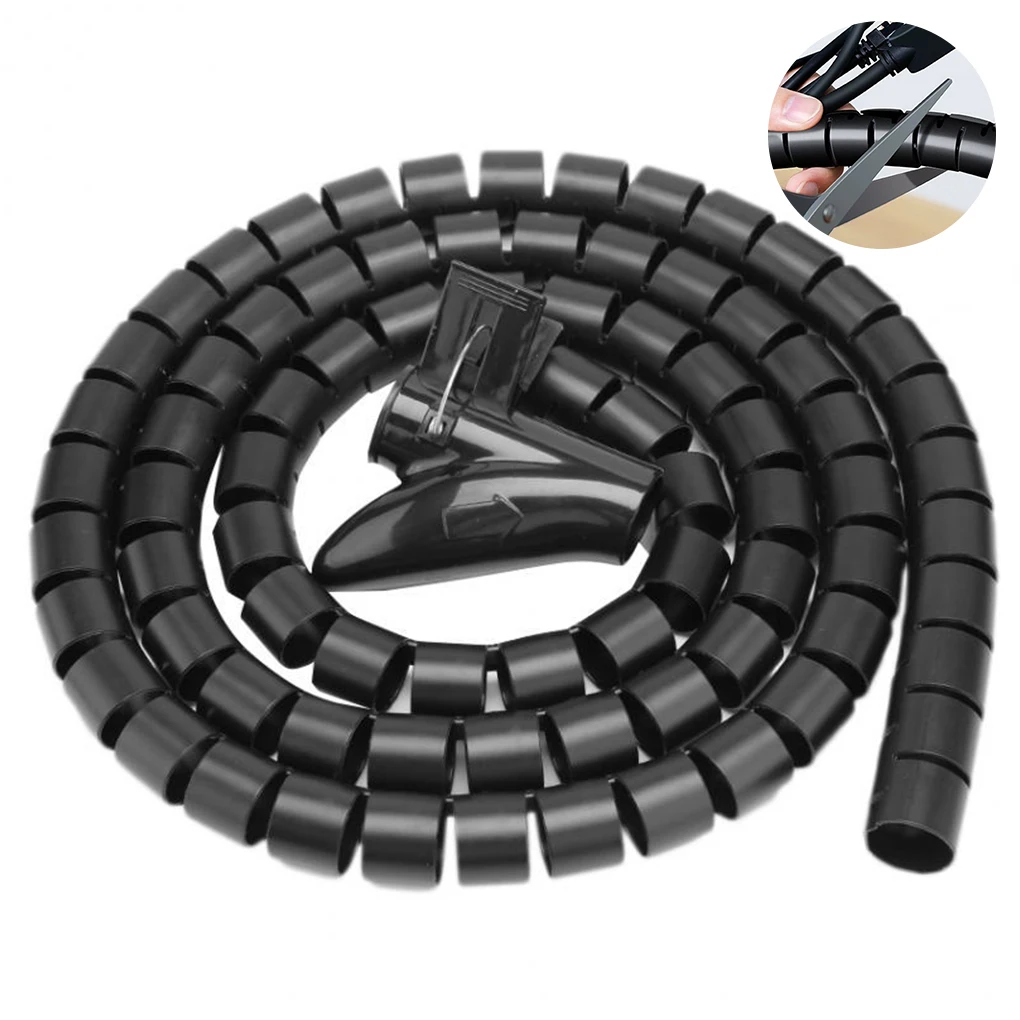 유연한 나선형 케이블 정리 도구, 보관 파이프 코드 보호기, 관리 케이블 와인더, 책상 깔끔한 케이블 액세서리, 1.5 m, 2m, 1PC