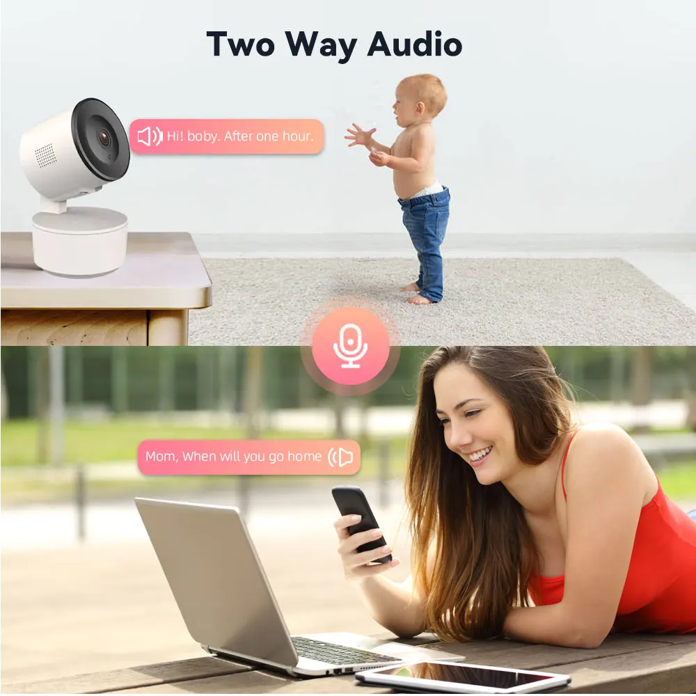 Tuya 스마트 WiFi 3MP IP 카메라 보안 자동 추적 동작 감지 음성 인터콤 Onvif가있는 실내 베이비 모니터 카메라