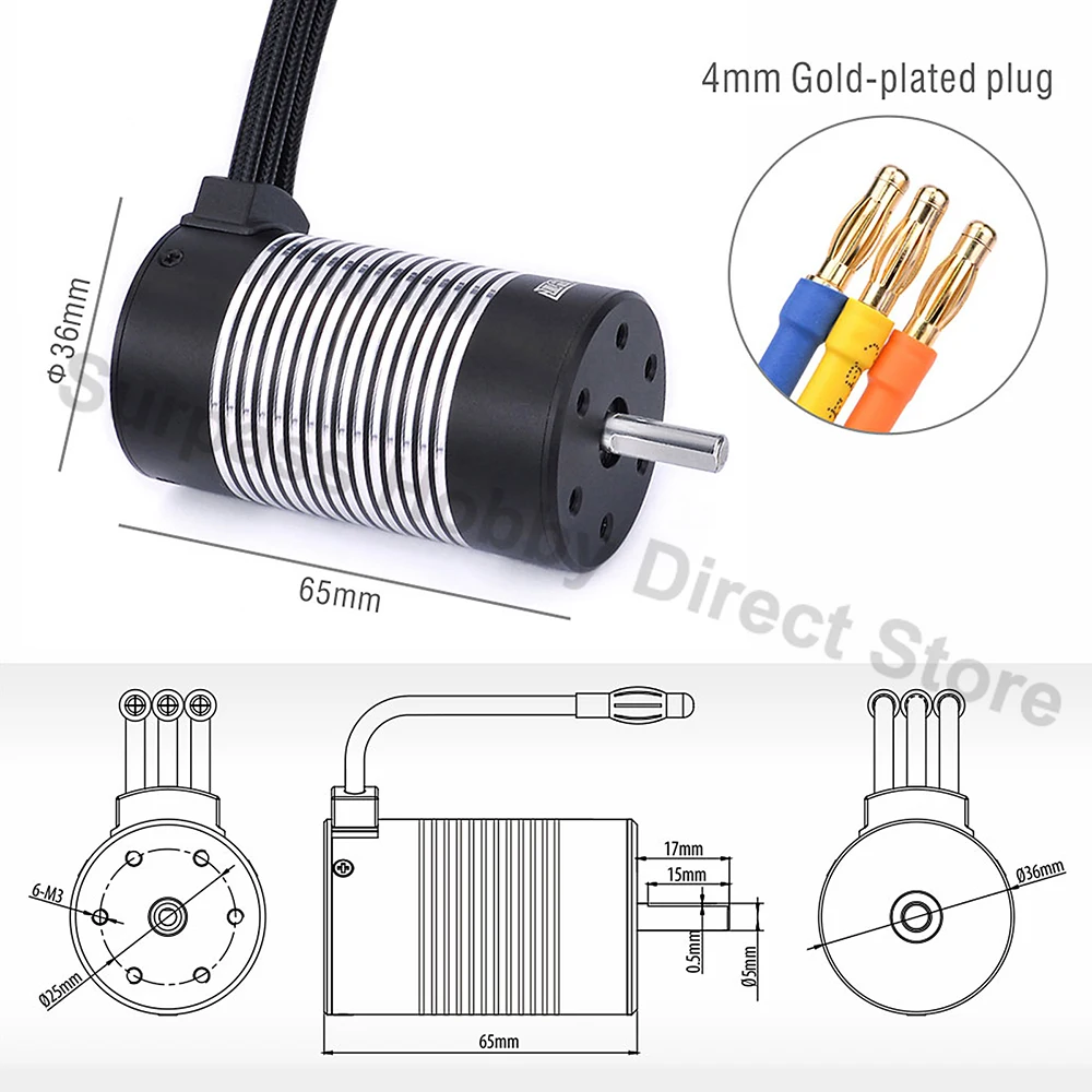 Rocket 2845 F540 3650 3660 3665 3670 3674 4068 방수 브러시리스 모터 1/10 1/12 RC 자동차 WLtoys 12428 WPL 자동차 액세서리