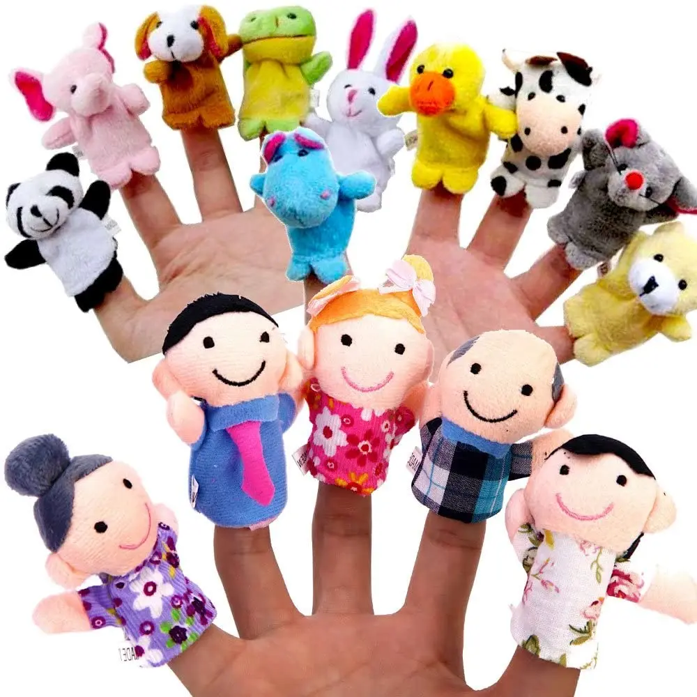 손가락 인형 세트 아기 10 pcs 동물 봉제 인형 손 만화 가족 손 인형극 헝겊 극장 교육 완구 어린이 선물 용품
