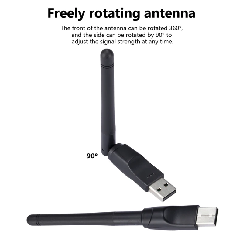 무선 네트워크 카드 미니 USB 와이파이 어댑터, LAN 와이파이 리시버 동글 안테나, 802.11 b/g/n PC 노트북 윈도우용, 150Mbps MT7601