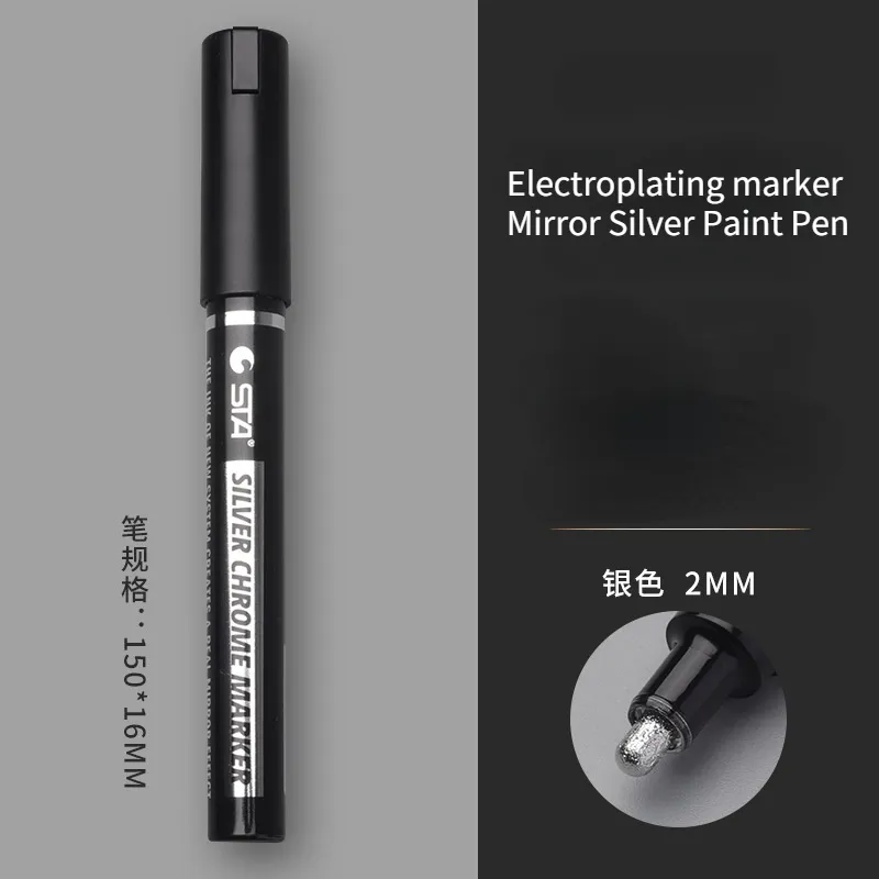 전기 도금 미러 실버 페인트 펜, 크롬 도금 금속 방수 타이어 세라믹 터치업 페인트, 1mm, 2mm 펜촉