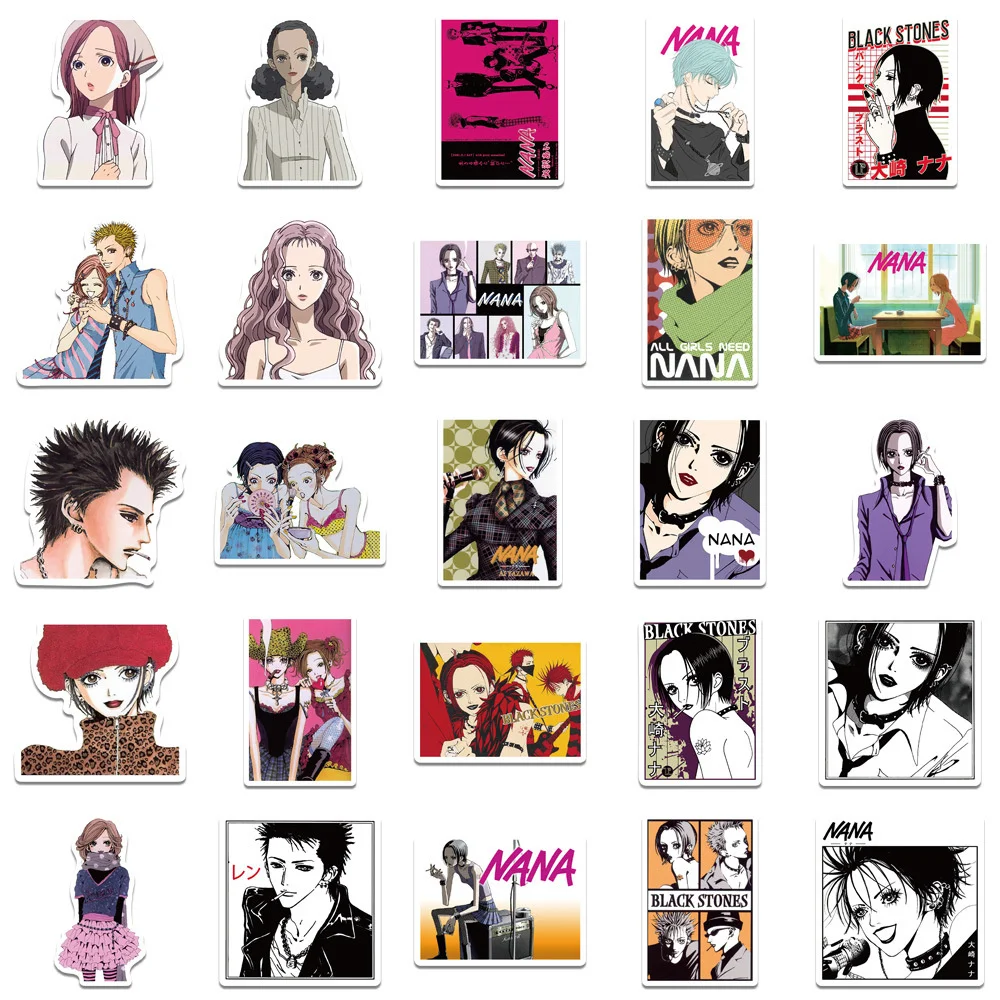 클래식 일본 소녀 애니메이션 NANA 스티커, 개성 그래피티 DIY 노트북 가방, 물컵 도매, 10 개, 30 개, 50 개