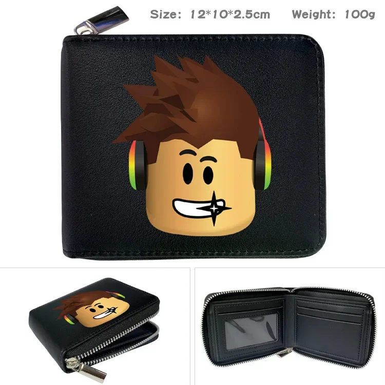 ROBLOX 게임 가상 세계 주변 지퍼 PU 지갑 동전 지갑, 반 접이식 짧은 지갑, 카드 가방, 여아, 어린이, 남아용 선물
