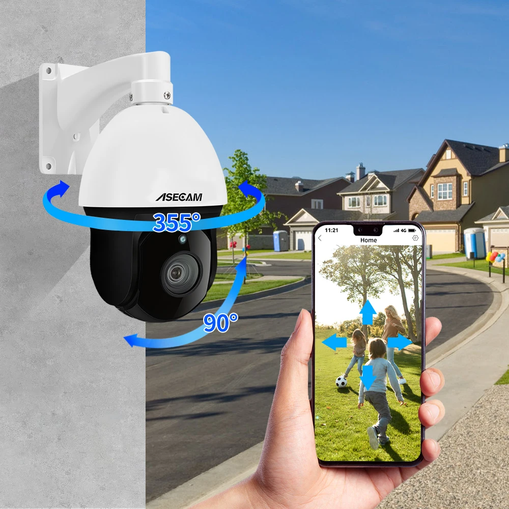 PTZ CCTV 카메라 야외 8MP 4K IP 30X 줌 Onvif H.265 돔 POE 오디오 IMX415 Hikvision 프로토콜