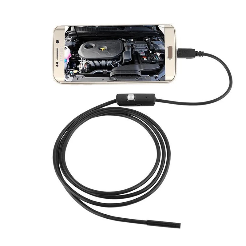 안드로이드 PC 노트북용 내시경 카메라, 유연한 IP67 방수 검사 보어스코프 카메라, 6LED 조절 가능, 2M, 1M, 5.5mm, 7mm