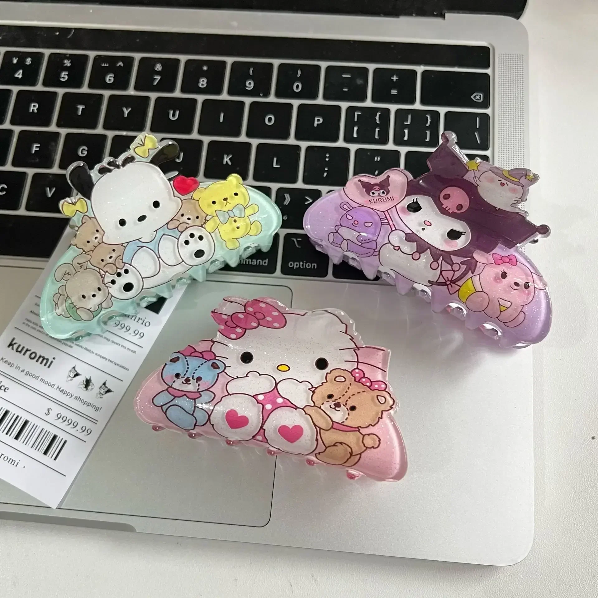 작은 동물 그립 클립 귀여운 달콤한 소녀 머리핀, 백 헤드 스푼 머리핀, 만화 헬로 키티 쿠로미스 상어 클립 선물