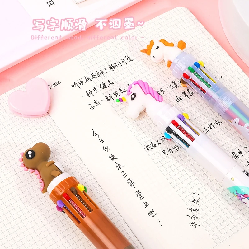 10 색 볼펜, 귀여운 문구, 귀여운 펜, 참신한 귀여운 카와이 펜, 학생 쓰기 젤 펜, 학습 사무용품