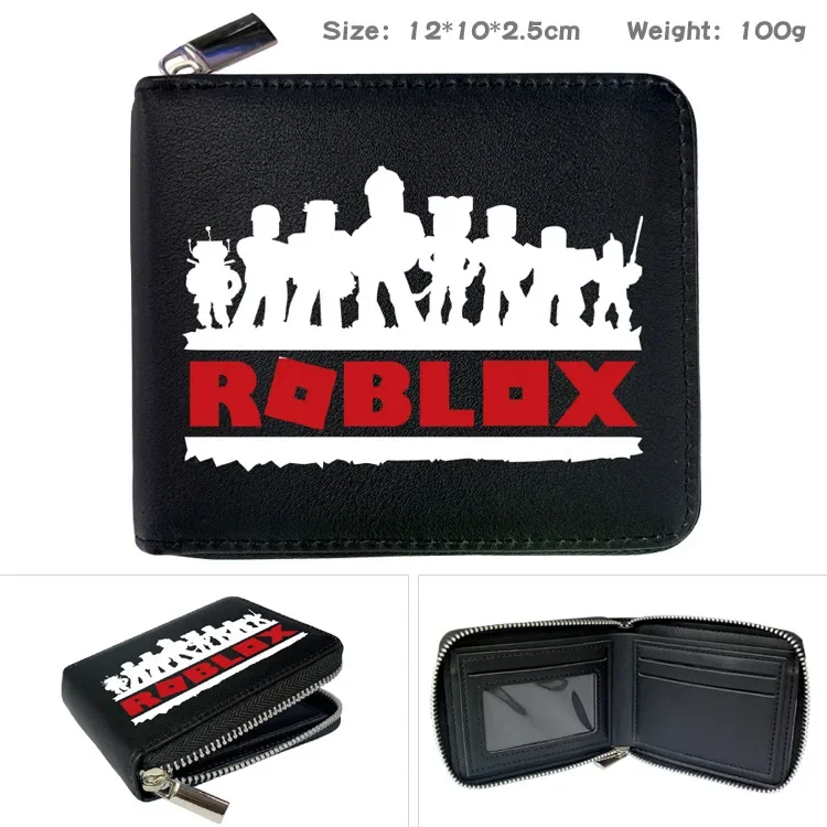 ROBLOX 게임 가상 세계 주변 지퍼 PU 지갑 동전 지갑, 반 접이식 짧은 지갑, 카드 가방, 여아, 어린이, 남아용 선물