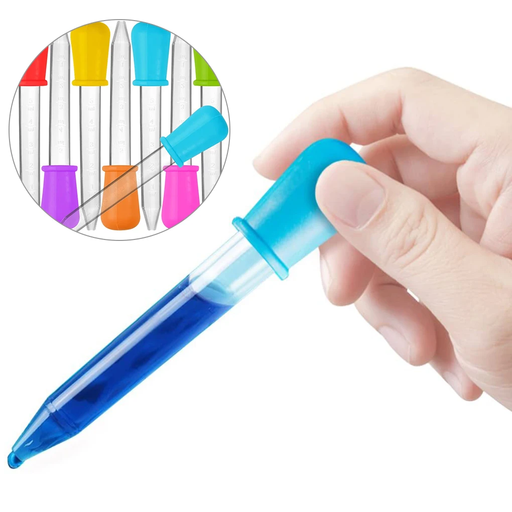 1/6/8/10pcs 5ML 실리콘 플라스틱 피펫 Dropper 먹이 약 액체 눈 귀 피펫 Dropper 학교 실험실 용품