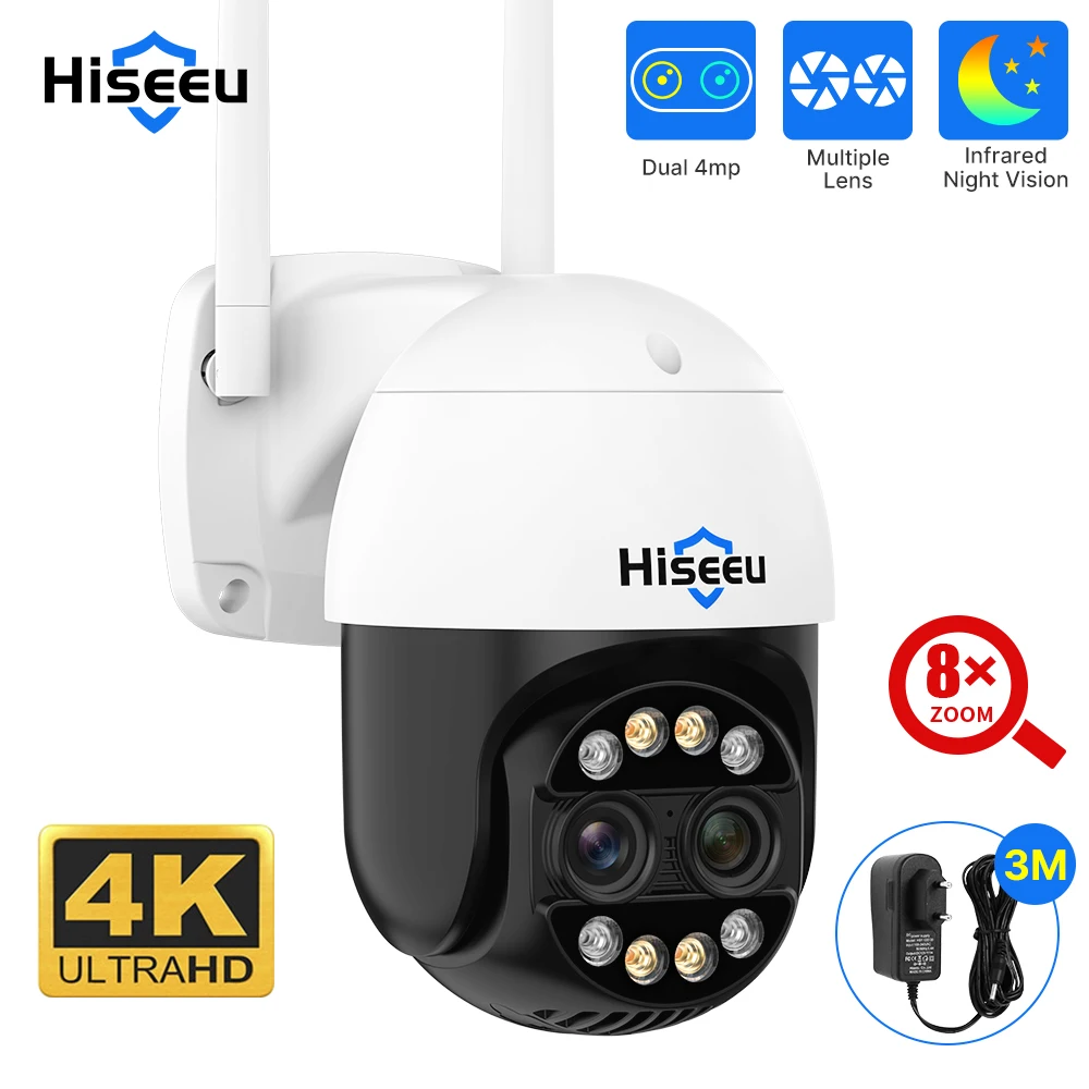 Hiseeu 듀얼 렌즈 와이파이 PTZ IP 카메라, CCTV 비디오 감시 카메라, 컬러 야간 투시경, 인간 감지 캠, 4K, 8MP, 2.8 + 12mm, 8Xzoom title=Hiseeu 듀얼 렌즈 와이파이 PTZ IP 카메라, CCTV 비디오 감시 카메라, 컬러 야간 투시경, 인간 감지 캠, 4K, 8MP, 2.8 + 12mm, 8Xzoom 