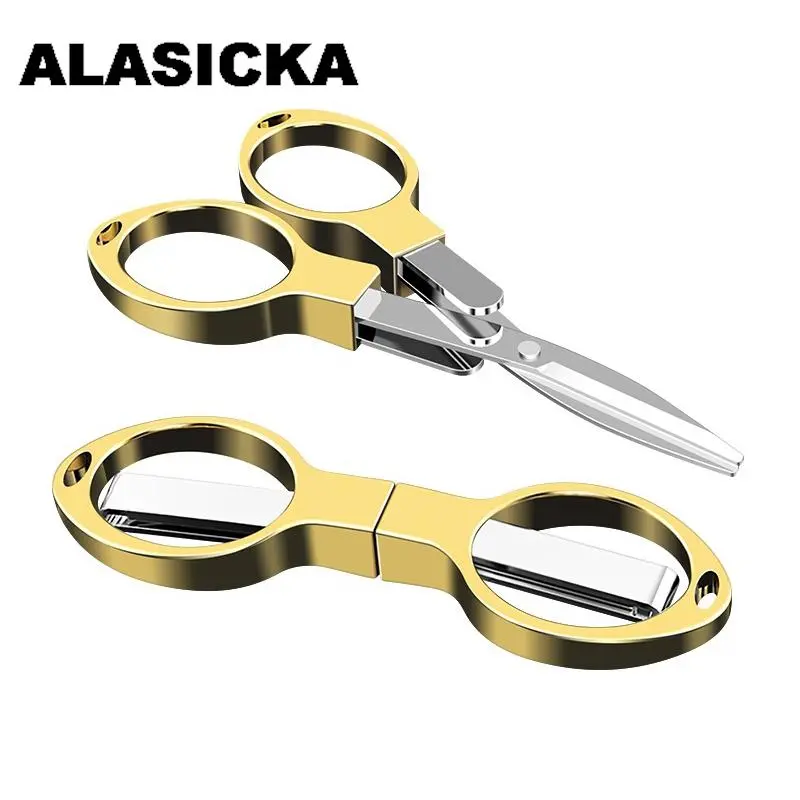 ALASICKA 탄소강 접이식 낚시 가위, 매듭 꼬임 낚시 가위, 낚싯줄 커터, 와이어 절단 도구 title=ALASICKA 탄소강 접이식 낚시 가위, 매듭 꼬임 낚시 가위, 낚싯줄 커터, 와이어 절단 도구 