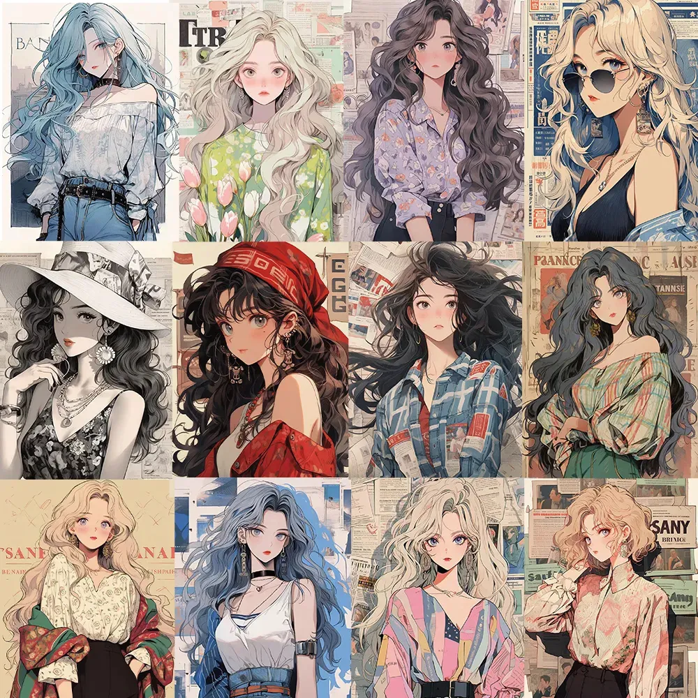 빈티지 소녀 포스터 스티커, 패션 캐릭터 스티커, 스크랩북 휴대폰 노트북 장식, 데칼 장난감 선물, 10 개, 30 개, 60 개 title=빈티지 소녀 포스터 스티커, 패션 캐릭터 스티커, 스크랩북 휴대폰 노트북 장식, 데칼 장난감 선물, 10 개, 30 개, 60 개