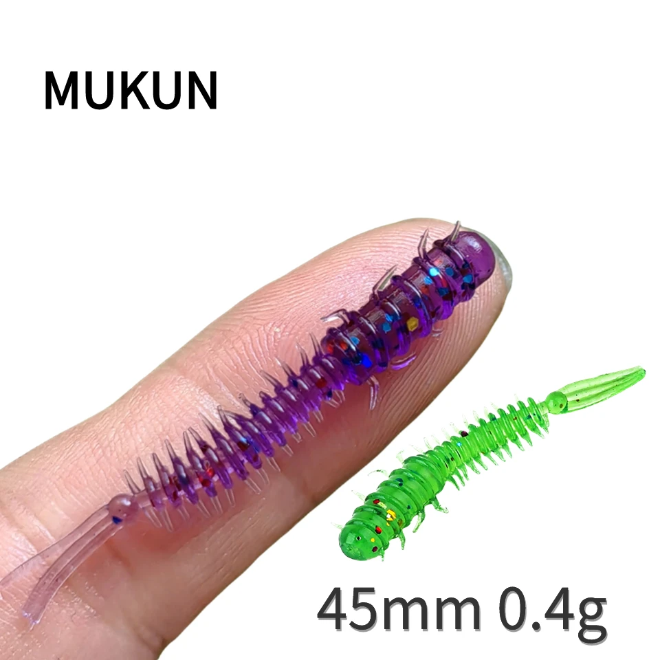 MUKUN 벌레 미끼 미니 루어, 부드러운 실리콘 미끼, 인공 애벌레 고무 미끼, 워블러 배스 낚시 미끼, 45mm 0.4g, 10 개 title=MUKUN 벌레 미끼 미니 루어, 부드러운 실리콘 미끼, 인공 애벌레 고무 미끼, 워블러 배스 낚시 미끼, 45mm 0.4g, 10 개 