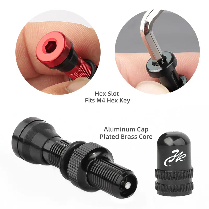 Deemount CNC 가공 양극산화 니플, 슈레이더 A V 밸브, MTB 로드 바이크용 튜브리스 림, 40mm, 60mm, 2 개