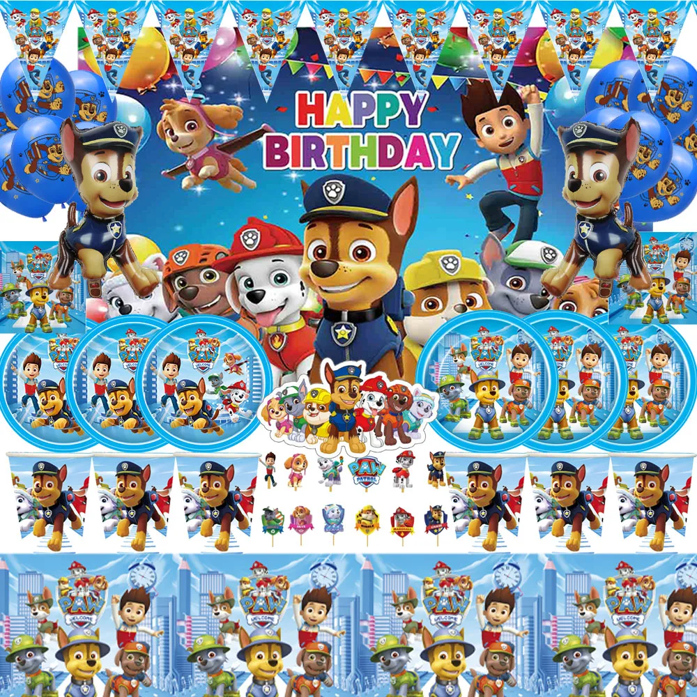 PAW Patrole 여아용 만화 어린이 생일 파티 장식 장난감 선물, 파티 용품, 종이 식기, 풍선 세트, 플레이트 컵 title=PAW Patrole 여아용 만화 어린이 생일 파티 장식 장난감 선물, 파티 용품, 종이 식기, 풍선 세트, 플레이트 컵