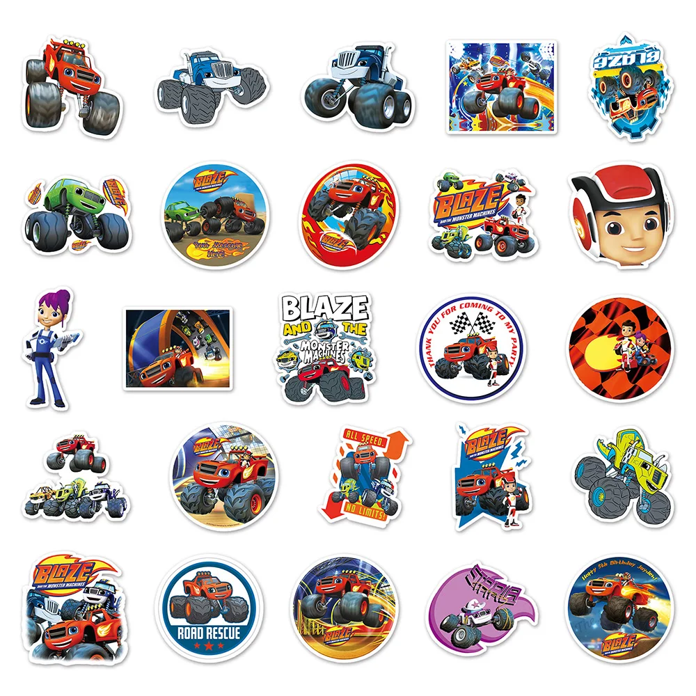 Blaze and the Monster Machines 만화 스티커, DIY 휴대폰 노트북 수하물 스케이트보드 그래피티 데칼, 어린이용 재미있는 데칼, 10 개, 30 개, 50 개
