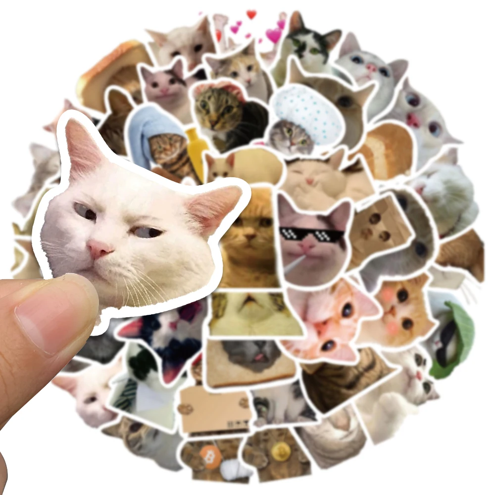귀여운 고양이 개 스티커 재미있는 밈 애완 동물 데칼, 노트북 휴대폰 여행 수하물 병, 스크랩북 자동차 팩 스티커, 50 개, 100 개