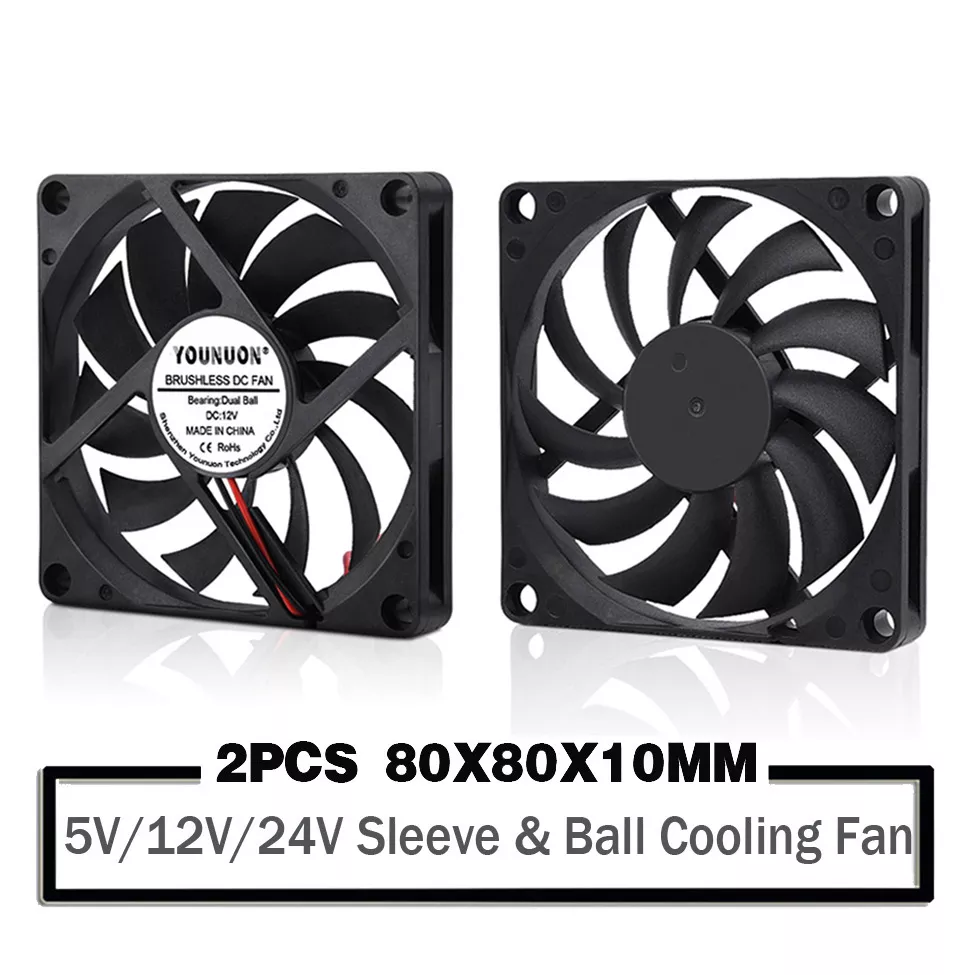 YOUNUON-PC CPU 컴퓨터 케이스 쿨러, 80MM, 5V, 80x80x10mm, 8cm, 5V, 12V, 24V, 8010 2 핀, 3 핀, 브러시리스, DC 냉각 쿨러, 2 개 title=YOUNUON-PC CPU 컴퓨터 케이스 쿨러, 80MM, 5V, 80x80x10mm, 8cm, 5V, 12V, 24V, 8010 2 핀, 3 핀, 브러시리스, DC 냉각 쿨러, 2 개 