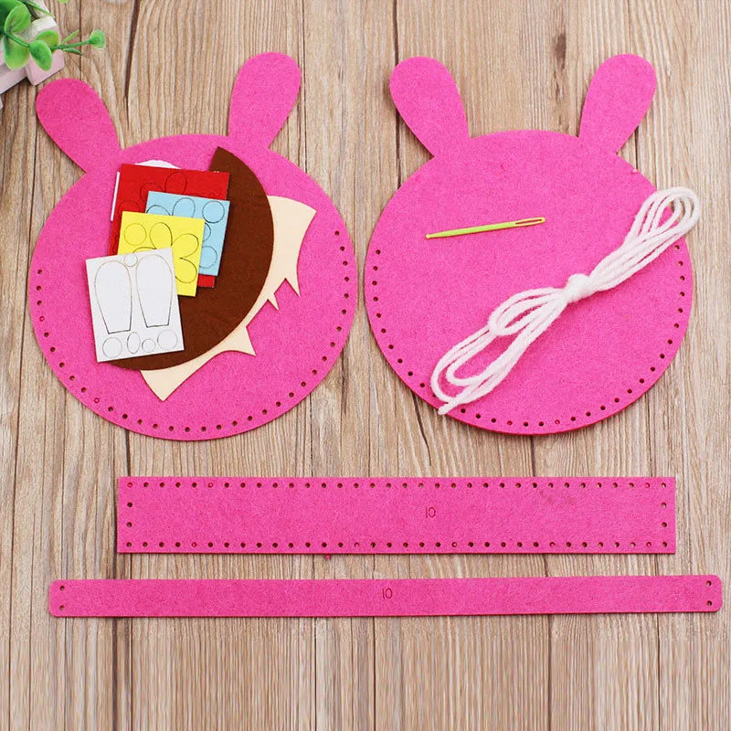 어린이 만화 부직포 수공예 장난감 어린이 수제 가방, DIY 동물 꽃 핸드백 공예 예술 바느질 장난감 공예 장식, 4 피스