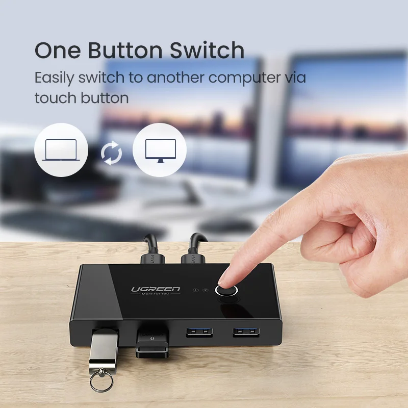 UGREEN USB KVM 스위치 USB 3.0 2.0 스위처 KVM 스위치 Windows10 PC 키보드 마우스 프린터 2 PCs 공유 4 장치 USB 스위치