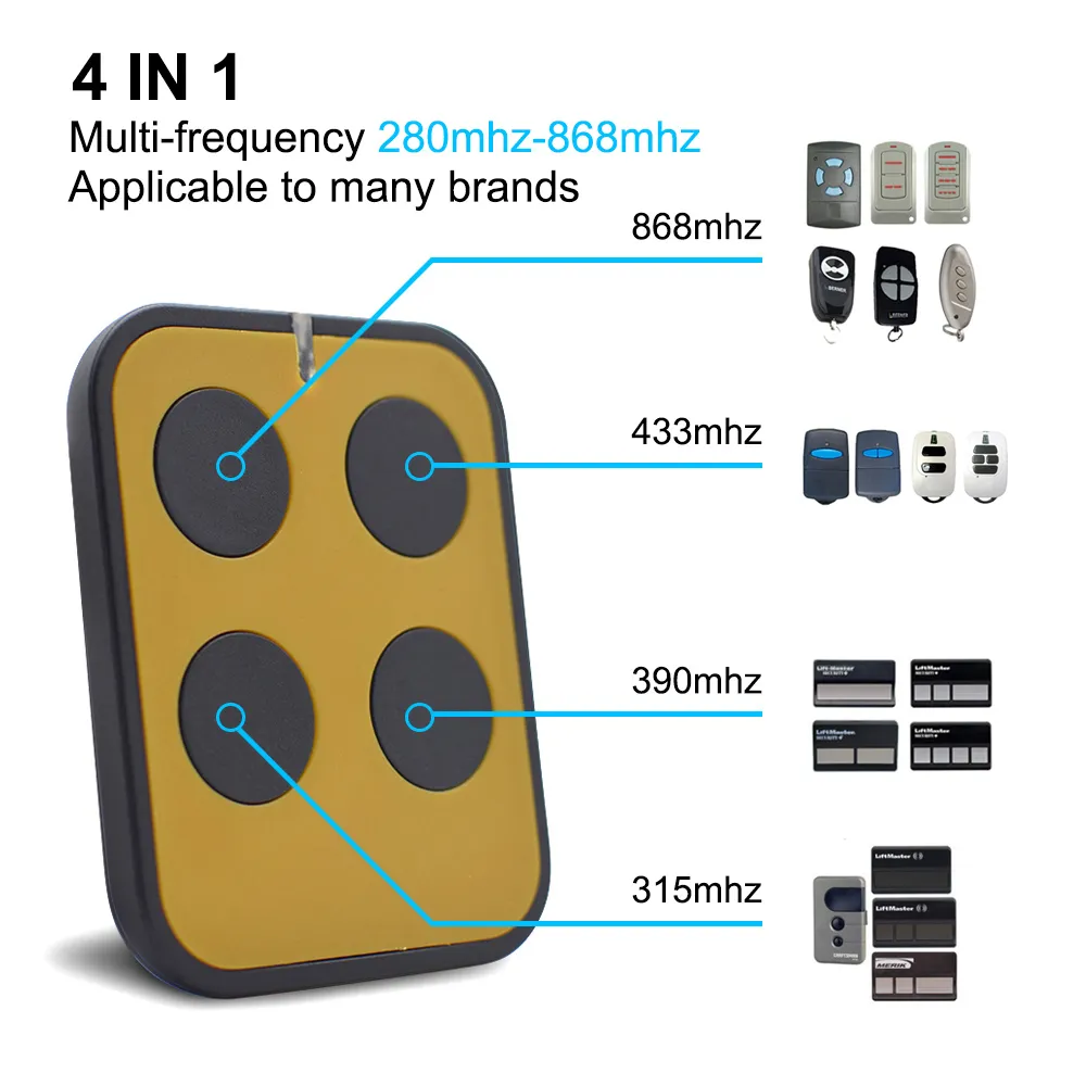 280-868MHZ 다중 주파수 차고 문 원격 제어 복사 복사기, 433mhz 868mhz 차고 원격 멀티 브랜드 원격 제어