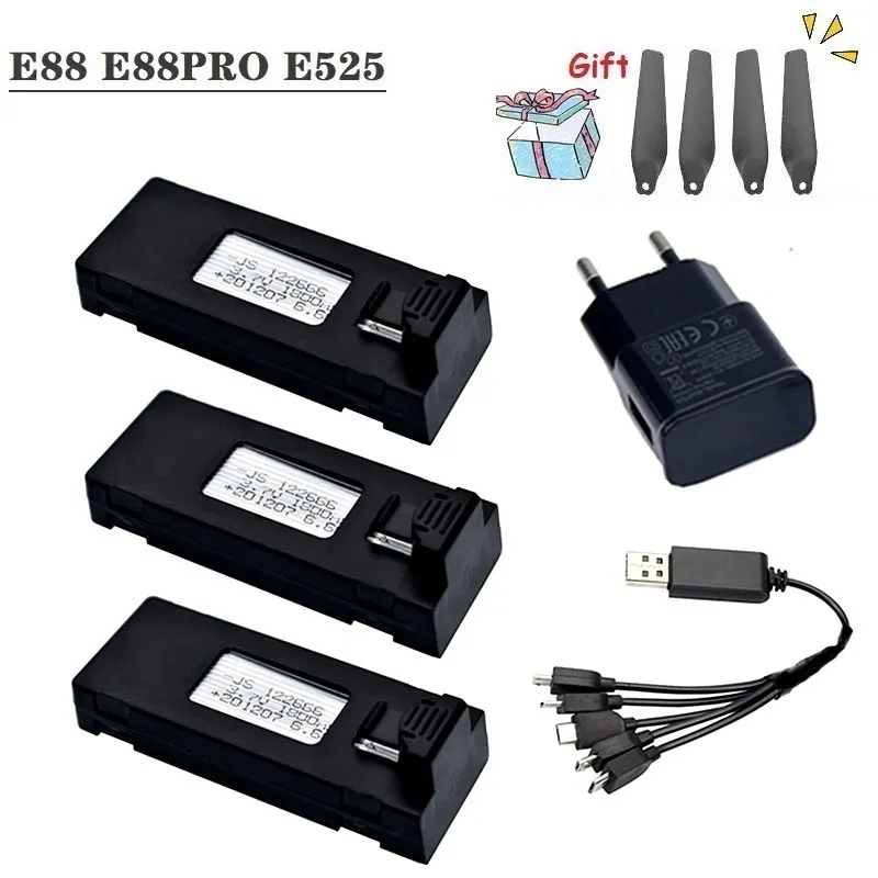 미니 UAV 드론 배터리 및 충전기 조합, RC 드론 액세서리, E88 E88PRO Ls-E525 E525 PRO 배터리, 3.7V 1800Mah title=미니 UAV 드론 배터리 및 충전기 조합, RC 드론 액세서리, E88 E88PRO Ls-E525 E525 PRO 배터리, 3.7V 1800Mah