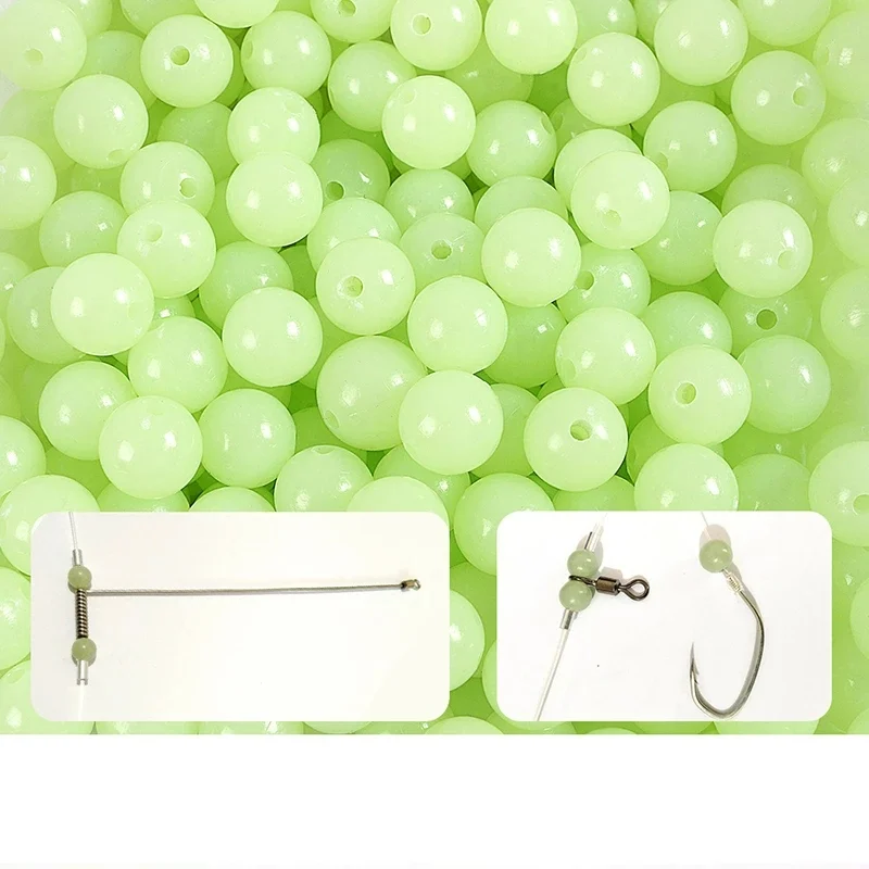 야광 구슬 라운드 플로트 볼, 3mm-8mm, 100 개/몫, 빛 발광, 야외 낚시 액세서리 세트