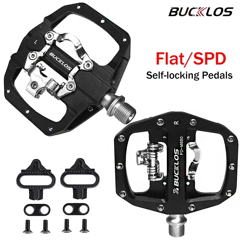 BUCKLOS MTB 자전거 클릿 페달, 플랫 듀얼 기능 페달, 산악 자전거 페달 핏, SPD 시스템 베어링, 자전거 플랫폼 페달 title=BUCKLOS MTB 자전거 클릿 페달, 플랫 듀얼 기능 페달, 산악 자전거 페달 핏, SPD 시스템 베어링, 자전거 플랫폼 페달 