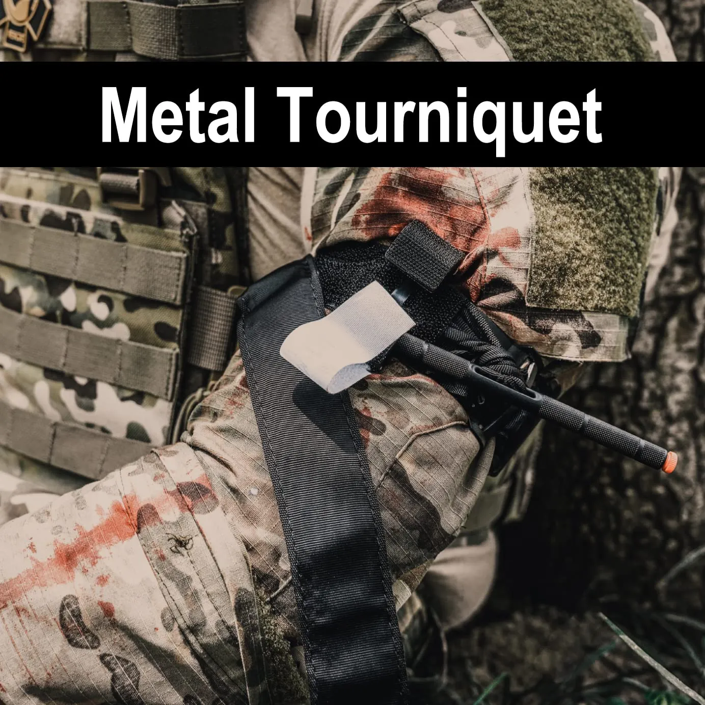 RHINO RESCUE EDC IFAK 생존 외상 키트, Molle 전술 파우치, 금속 지혈대, 붕대, 군용 가슴 도장