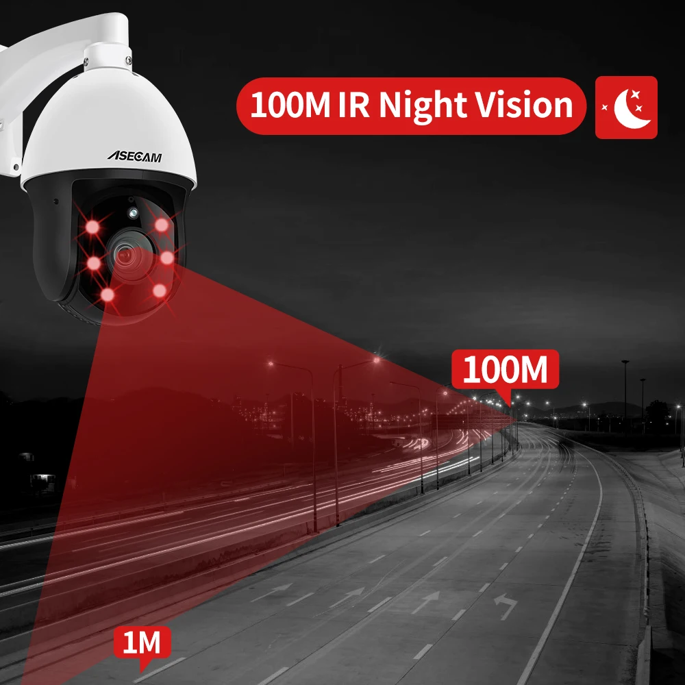 PTZ CCTV 카메라 야외 8MP 4K IP 30X 줌 Onvif H.265 돔 POE 오디오 IMX415 Hikvision 프로토콜