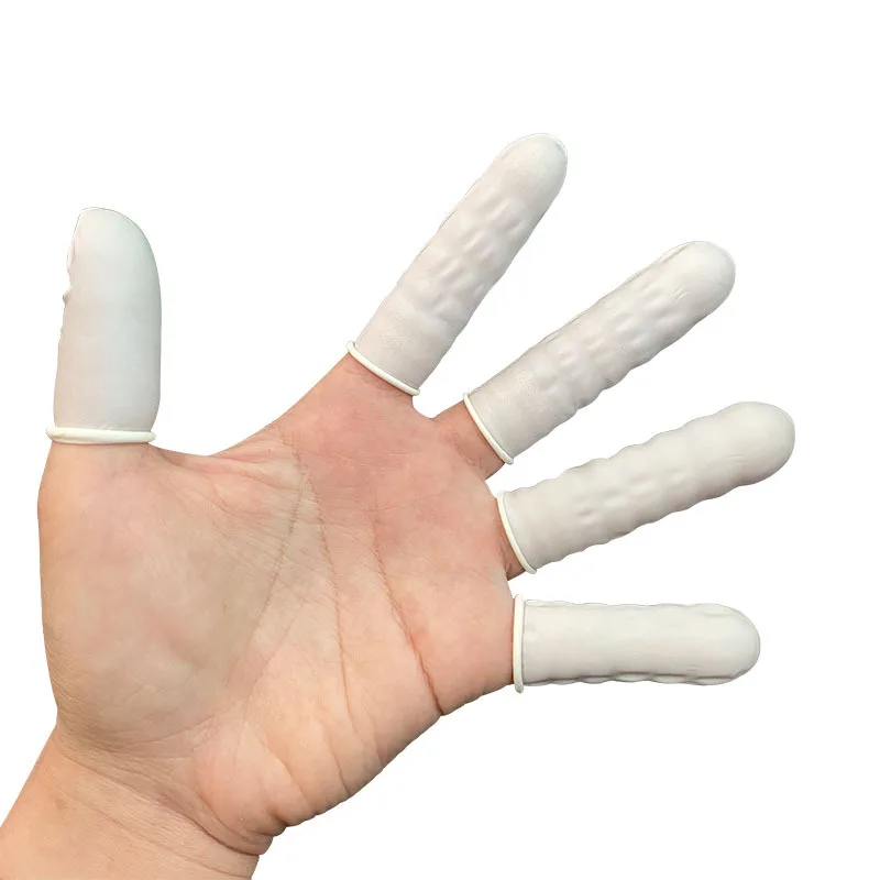 50p 일회용 라텍스 손가락 침대 무독성 정전기 방지 보호대, 손가락 끝 작업 장갑 뷰티 매니큐어 손가락 콘돔