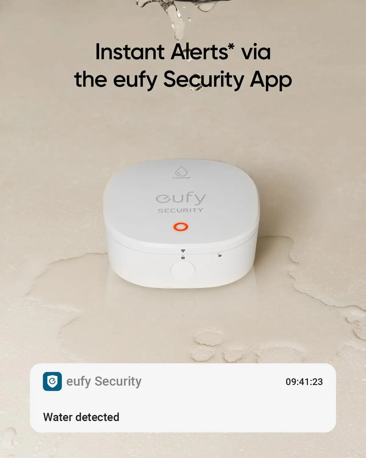 Eufy 보안 물 및 동결 센서, 원격 경고, IP65 방수, 2 년 배터리 수명, 홈베이스 필요