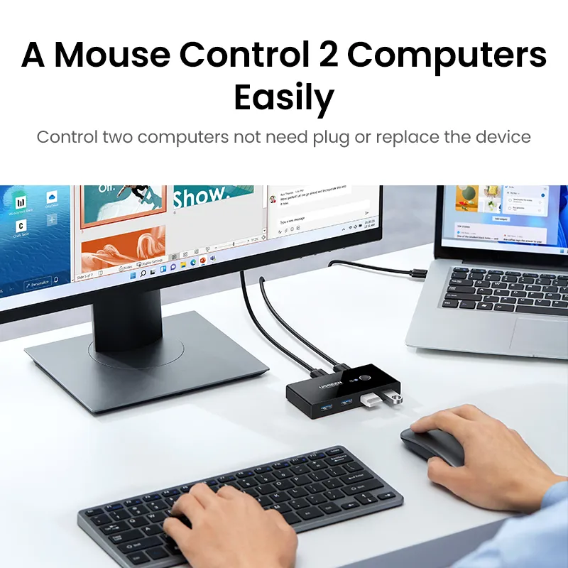 UGREEN USB KVM 스위치 USB 3.0 2.0 스위처 KVM 스위치 Windows10 PC 키보드 마우스 프린터 2 PCs 공유 4 장치 USB 스위치
